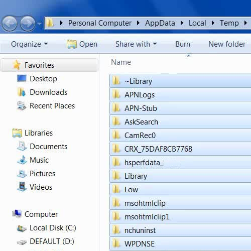 Windows Temp Folder Vista