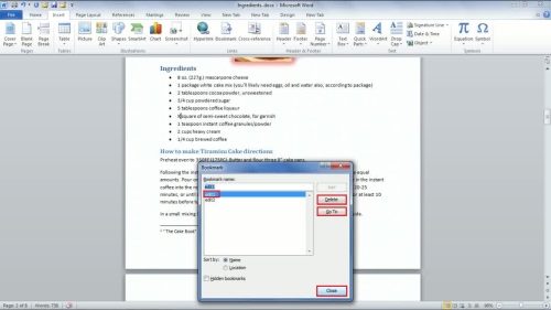 view bookmarks in word 2013