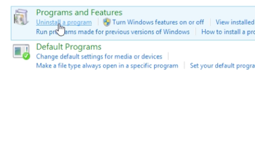 Go to “Uninstall a program” menu