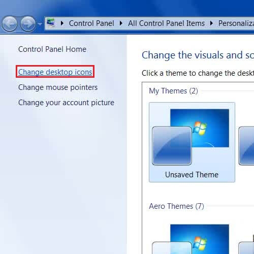 Open the ‘Change Desktop Icons’ option