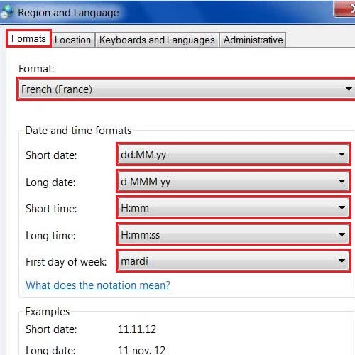 Adjust the format of time and date