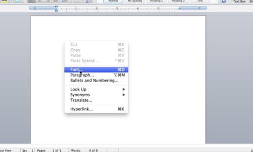 Go to Font menu