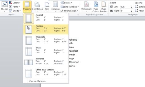 how to get different margins on different pages