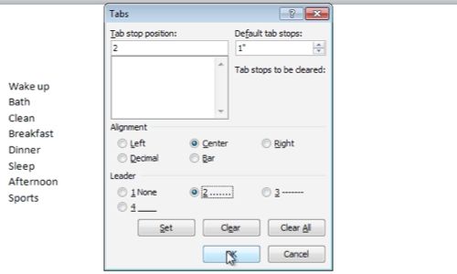 Set Tabs preferences