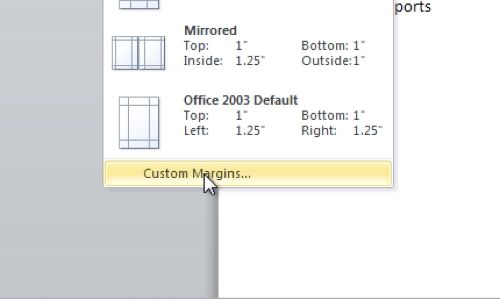 changing the left and right margin in word 2013
