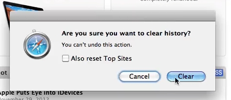 Click on Clear to delete your history