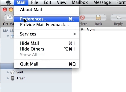 Click on mail at the top of the menu bar