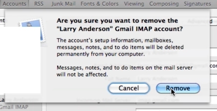 select remove, now the email account will be deleted