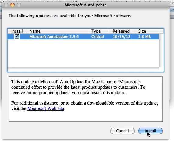 microsoft word update for mac