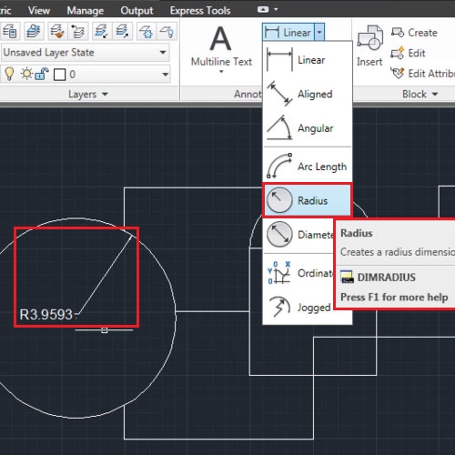 Insert CAD Dimensions to circular objects