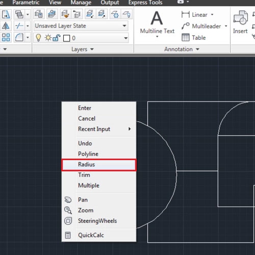 Choose the “Radius” option