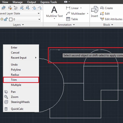 Work with the “Trim” option