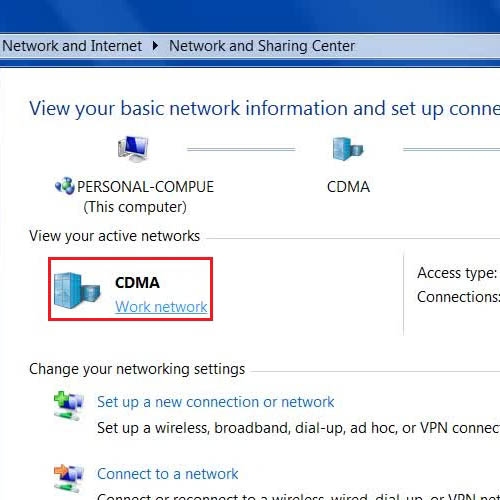 Click to open the current location of network