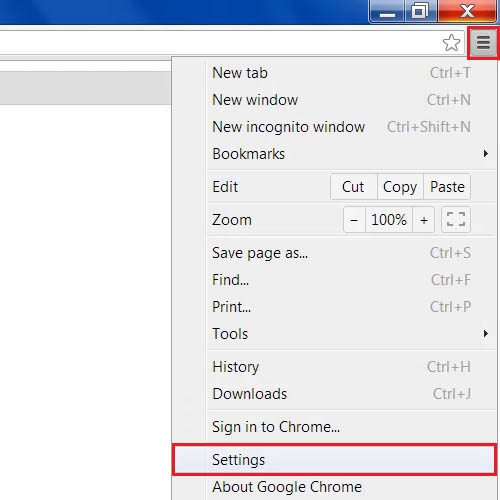 Go to the Google Chrome settings