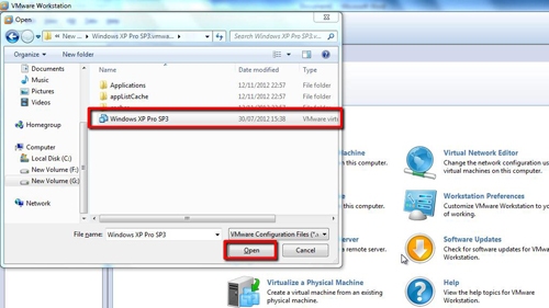 Opening the VMware image file
