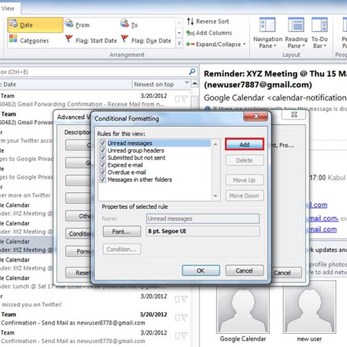 add field to outlook conditional formatting