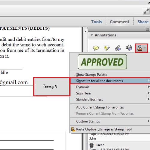 how to insert signature in pdf windows adobe acrobat