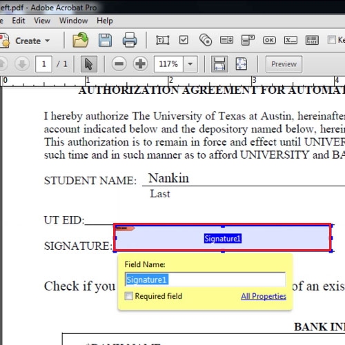 Select are for Digital Signature