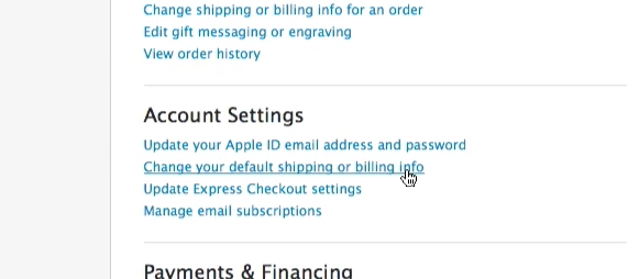 click Change your default shipping or billing info