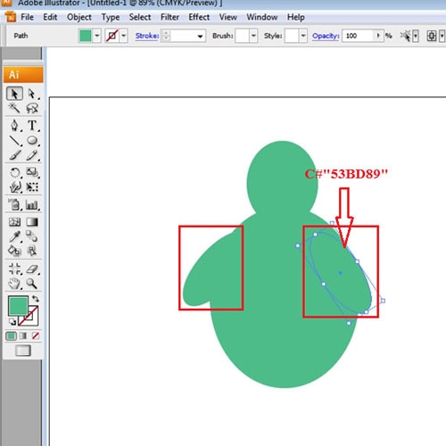 Draw ellipses to make hands
