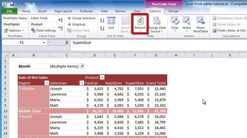 how to refresh data on pivot table in excel for mac 2008