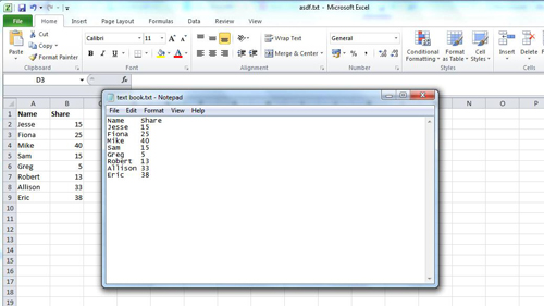 Comparing the text data to the spreadsheet data