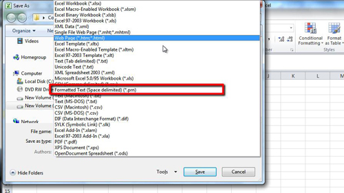 Selecting to save as a .prn file