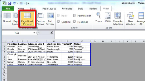 how do page break preview in excel 15.31 for mac