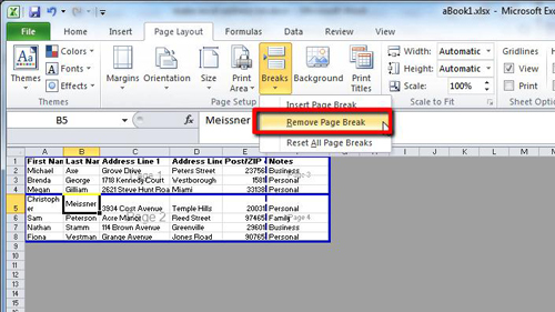 remove page break excel 2011 mac