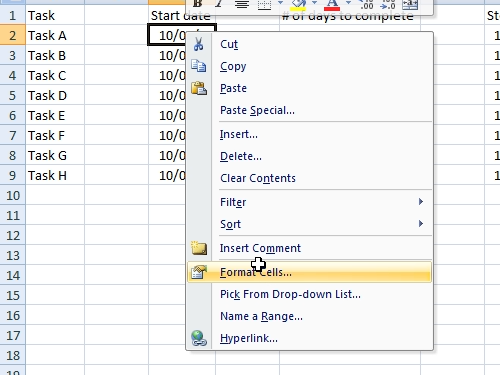 Choose Format cells