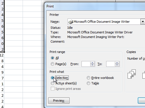 google sheets print selected cells android