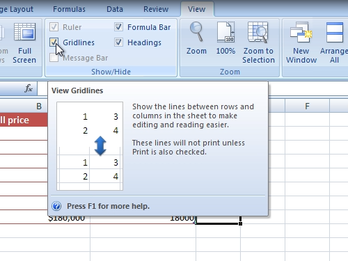 Show or Hide gridlines