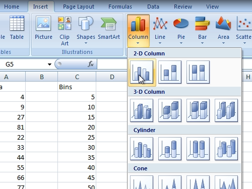 how to make a histogram on excel 2016