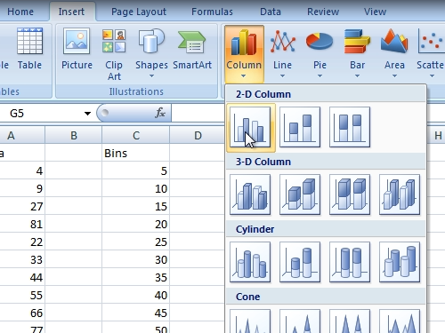 histogram in excel 2016