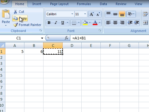 Copy cells data to the clipboard