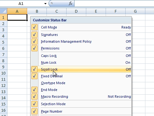 how do i turn off scroll lock in excel