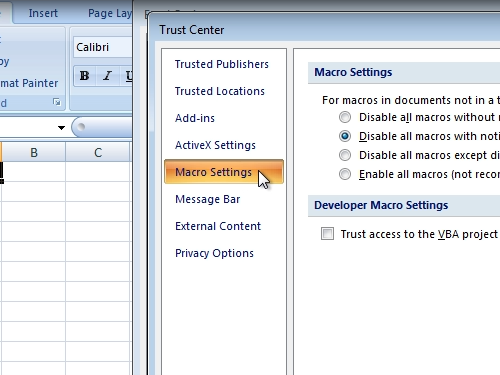 excel for mac trust center