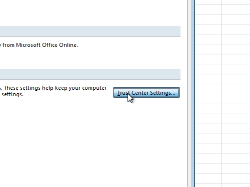 trust center excel mac