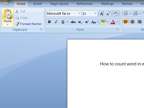 Paste data into word