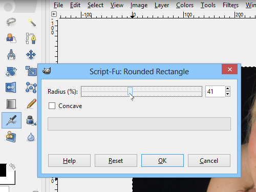 Set the radius of the corners of selection