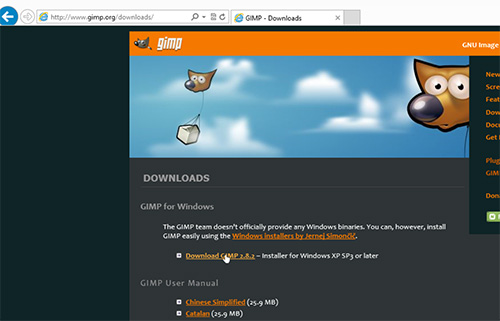 Press Download GIMP