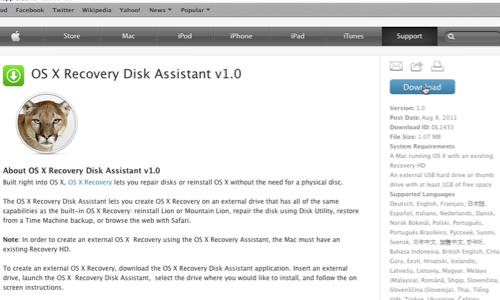 osx recovery disk assistant