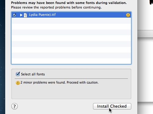 Install checked fonts