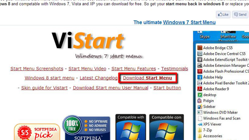 Download del programma del menu Start