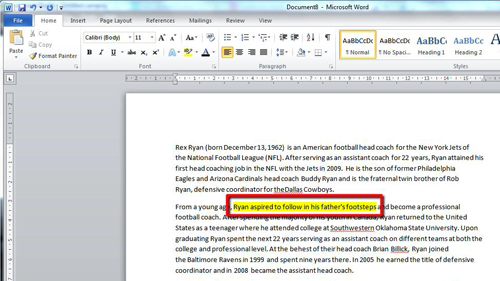 word how to highlight text shortcut