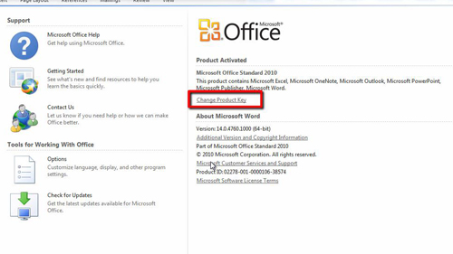 where to enter product key for office 2007