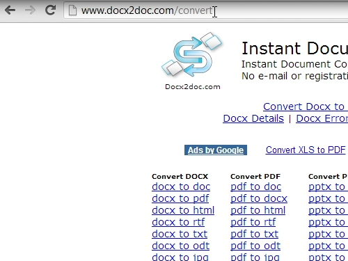 Go to docx2doc.com/convert