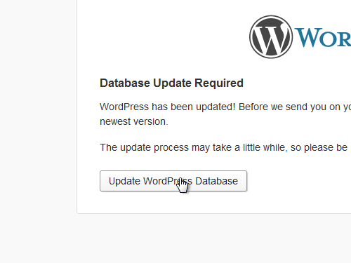 Click Update WordPress Database