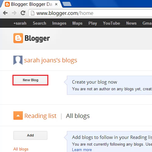 Click on the New Blog button