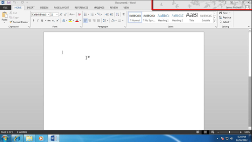 MS Word with the changed theme